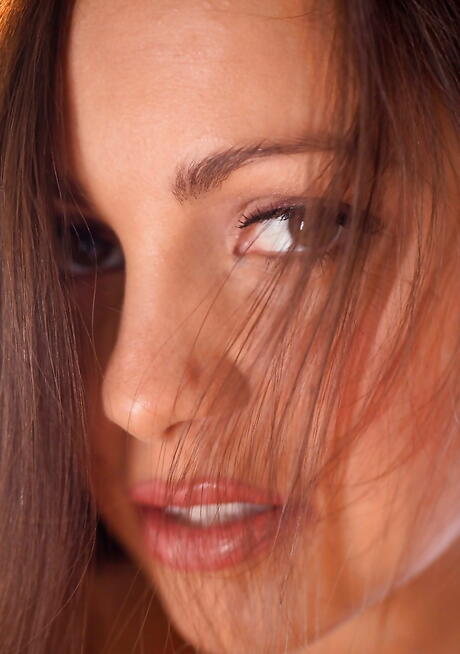 Sexy american brunette cutie Abigail Mac in sexy undies exhibits big boobs and spreads her legs 